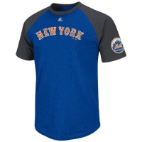 MLB New York Mets Big Leaguer Fashion Crew Neck Ringer T-Shirt, Royal Heather/Charcoal Heather MLB New York Mets Big Leaguer Fashion Crew Neck Ringer T-Shirt, Royal Heather/Charcoal Heather