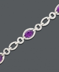 At the office or the opera, oval links and amethyst (4 ct. t.w.) shine with the addition of sparkling diamond accents. Bracelet crafted in sterling silver. Approximate length: 7 inches. At the office or the opera, oval links and amethyst (4 ct. t.w.) shine with the addition of sparkling diamond accents. Bracelet crafted in sterling silver. Approximate length: 7 inches.