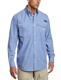 Columbia Men's Italian Bonehead Long Sleeve Shirt (X-Large, Vivid Blue/Mini Gingham) Columbia Men's Italian Bonehead Long Sleeve Shirt (X-Large, Vivid Blue/Mini Gingham)