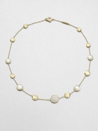 From the Jaipur Resort Collection. Delicate discs of hand-engraved, brushstroke-textured 18k gold alternate with buttons of creamy mother-of-pearl along a delicate gold chain.Mother-of-pearl18k yellow goldLength, about 16Lobster claspMade in Italy