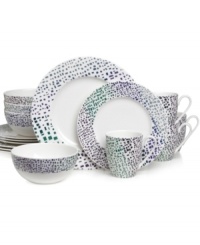 Celebrate every meal with confetti-patterned Esplanade dinnerware by Mikasa. White porcelain sprinkled with blue, green and purple inspires fun and, thanks to unparalleled durability, makes prep and cleanup pain free. Celebrate every meal with confetti-patterned Esplanade dinnerware by Mikasa. White porcelain sprinkled with blue, green and purple inspires fun and, thanks to unparalleled durability, makes prep and cleanup pain free.