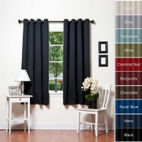 Black Grommet Top Thermal Insulated Blackout Curtain 63 Length 1 Pair - GT Black Grommet Top Thermal Insulated Blackout Curtain 63 Length 1 Pair - GT