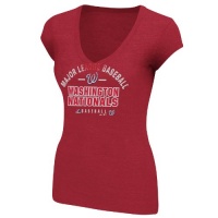 MLB Washington Nationals Women's Follow Your Team V-Neck T-Shirt, Red Pepper Heather MLB Washington Nationals Women's Follow Your Team V-Neck T-Shirt, Red Pepper Heather