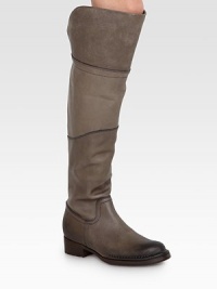 An ultra-tall design of burnished leather, with an elastic back panel for easy on and off access. Stacked heel, 1½ (40mm)Shaft, 20½Leg circumference, 14½Leather upper with back elastic panelPull-on styleLeather lining and solePadded insoleMade in Italy An ultra-tall design of burnished leather, with an elastic back panel for easy on and off access. Stacked heel, 1½ (40mm)Shaft, 20½Leg circumference, 14½Leather upper with back elastic panelPull-on styleLeather lining and solePadded insoleMade in Italy
