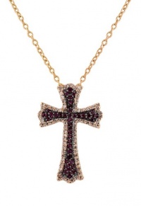 Effy Jewlery 14K Rose Gold Ruby and Diamond Cross Pendant, .61 TCW