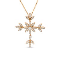 Ze Rose Gold 1/4tw Diamond Cross Necklace with 18 Rose Gold Chain. Ze Rose Gold 1/4tw Diamond Cross Necklace with 18 Rose Gold Chain.