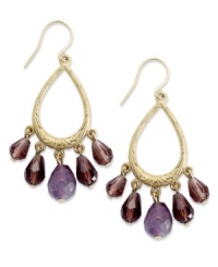 Go for glamour with Lauren by Ralph Lauren's Bedford Weekend teardrop earrings. Crafted from gold-tone mixed metal, the earrings dazzle with semi-precious glass accents. Approximate drop: 1-1/2 inches. Approximate diameter: 3/4 inch.