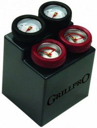 GrillPro 11381 4-Piece Min Meat Thermometers with Bezel