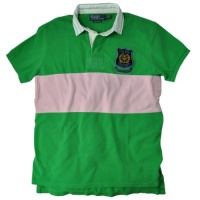 Polo Ralph Lauren Men's Custom Fit Pieced Rugby, Polo Green/Pink, L Polo Ralph Lauren Men's Custom Fit Pieced Rugby, Polo Green/Pink, L