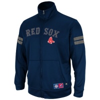 MLB Mens Boston Red Sox Delay Of Game Ath Navy/Ath Gray Marled Long Sleeve Mock Nck Synthetic Frntry Fzip By Majestic MLB Mens Boston Red Sox Delay Of Game Ath Navy/Ath Gray Marled Long Sleeve Mock Nck Synthetic Frntry Fzip By Majestic