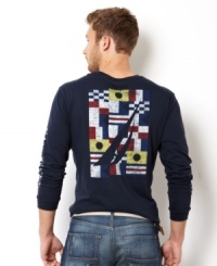 Convey your message without saying a word with this long sleeve Signal Flag t-shirt by Nautica. Convey your message without saying a word with this long sleeve Signal Flag t-shirt by Nautica.