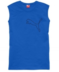 Give yourself a little extra room to move with this sleeveless tee from Puma. Give yourself a little extra room to move with this sleeveless tee from Puma.