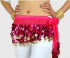 Multi-Row Paillettes Gold Coins Belly Dance Wrap & Hip Scarf, Lively Style -hot pink