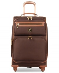 Jet set-with this simplistically stylish bag, you're on your way to your dream destination at just a moment's notice. Sophisticated accenting coupled with an expandable design, 360º spinner mobility and a fully-lined & fully-thought-out interior, with shoe pockets, adjustable valet straps & so much more, make it official-you'll arrive in a fashionable state. 10-year warranty. Jet set-with this simplistically stylish bag, you're on your way to your dream destination at just a moment's notice. Sophisticated accenting coupled with an expandable design, 360º spinner mobility and a fully-lined & fully-thought-out interior, with shoe pockets, adjustable valet straps & so much more, make it official-you'll arrive in a fashionable state. 10-year warranty.