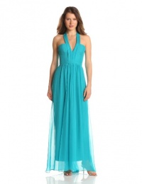 BCBGMAXAZRIA Women's Starr Deep V-Neck Halter Dress, Blue Jade, 0 BCBGMAXAZRIA Women's Starr Deep V-Neck Halter Dress, Blue Jade, 0