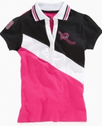 Sport a sweet style. Colorblocking on this polo shirt from Rocawear makes this top really pop. Sport a sweet style. Colorblocking on this polo shirt from Rocawear makes this top really pop.