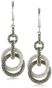 Judith Jack Sterling Silver Marcasite and Crystal Pave Knot Drop Earrings