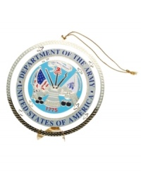 Formed in 1775, the U.S. Army is the oldest of the Armed Forces, and to commemorate the momentous service of its men and women, ChemArt introduces this shining golden ornament, ready to hang proudly in your Christmas tree. Formed in 1775, the U.S. Army is the oldest of the Armed Forces, and to commemorate the momentous service of its men and women, ChemArt introduces this shining golden ornament, ready to hang proudly in your Christmas tree.