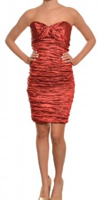Nicole Miller Women's Pleated Strapless Cocktail Evening Dress 12 Metallic Ruby Nicole Miller Women's Pleated Strapless Cocktail Evening Dress 12 Metallic Ruby