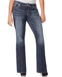 Get your tops ready for Silver Jeans' boot cut plus size jeans in a sleek dark wash. Get your tops ready for Silver Jeans' boot cut plus size jeans in a sleek dark wash.