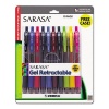 Zebra Sarasa Roller Ball Retractable Gel Pen, Asstored Ink, Medium Point, 10 per Pack, ST - ZEB46881