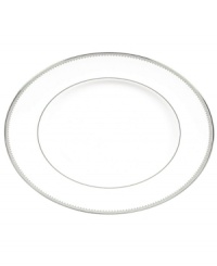 Romance weds modern sensibility in bridal designer Vera Wang's exquisite dinnerware and dishes collaboration with Wedgwood. Echoing the decorative touches that transform a bridal gown, Grosgrain's pure white bone china is adorned with a border of textured platinum ribbon. Romance weds modern sensibility in bridal designer Vera Wang's exquisite dinnerware and dishes collaboration with Wedgwood. Echoing the decorative touches that transform a bridal gown, Grosgrain's pure white bone china is adorned with a border of textured platinum ribbon.