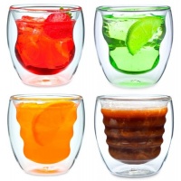 Curva Artisan Series Double Wall Beverage Glasses and Tumblers - Unique 8 oz Thermo Insulated Drinking Glasses, Set of 4 Curva Artisan Series Double Wall Beverage Glasses and Tumblers - Unique 8 oz Thermo Insulated Drinking Glasses, Set of 4