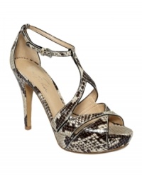 Shake it up when things get dull with the Tranquil platform sandal by Marc Fisher. An exotic snake print finish and elevated heel round out the look. Shake it up when things get dull with the Tranquil platform sandal by Marc Fisher. An exotic snake print finish and elevated heel round out the look.