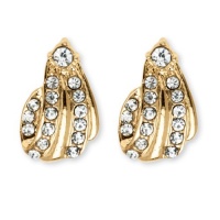 PalmBeach Jewelry Crystal Clip-On Earrings in Yellow Gold Tone PalmBeach Jewelry Crystal Clip-On Earrings in Yellow Gold Tone