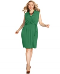 Defined by a flattering faux wrap design, Charter Club's sleeveless plus size dress is a must-have for your day to play wardrobe. (Clearance) Defined by a flattering faux wrap design, Charter Club's sleeveless plus size dress is a must-have for your day to play wardrobe. (Clearance)