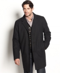 Keep it classic when it's cold with this wool-blend coat from Tommy Hilfiger. Keep it classic when it's cold with this wool-blend coat from Tommy Hilfiger.