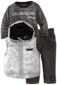 Calvin Klein Baby-boys Infant Vest With Long Sleeve Tee And Pant, Gray, 18 Months Calvin Klein Baby-boys Infant Vest With Long Sleeve Tee And Pant, Gray, 18 Months