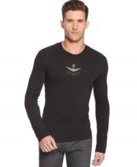 The Armani eagle has landed-front and center-on the chest of the latest long-sleeved T-shirt from Armani Jeans.