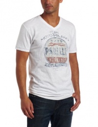 Lucky Brand Men's Team Moto Milano V-Neck Graphic Tee, White, X-Large Lucky Brand Men's Team Moto Milano V-Neck Graphic Tee, White, X-Large