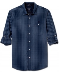 Check classic cool style off your list with this checked shirt from Guess. Check classic cool style off your list with this checked shirt from Guess.