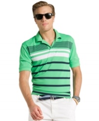 Being cool never felt so good. Stay comfortable in style with this striped performance polo shirt from Izod. Being cool never felt so good. Stay comfortable in style with this striped performance polo shirt from Izod.