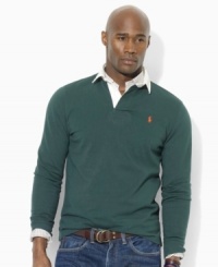 Ultra-breathable and lightweight, this classic-fitting rugby shirt is crafted in rugged utility cotton jersey for a weathered look and feel. Ultra-breathable and lightweight, this classic-fitting rugby shirt is crafted in rugged utility cotton jersey for a weathered look and feel.