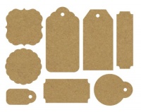 Paper Tags & Shapes 24/Pkg-Raw Kraft-8 Designs/3 Each Paper Tags & Shapes 24/Pkg-Raw Kraft-8 Designs/3 Each