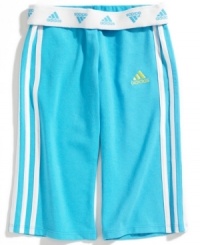 Keep it moving. No matter how active she is, she'll stay comfortable and stylish in these capri pants from adidas. Keep it moving. No matter how active she is, she'll stay comfortable and stylish in these capri pants from adidas.