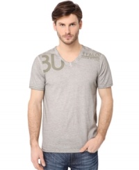 Keep it breezy. This v-neck t-shirt from Buffalo David Bitton is perfect for the beach or a backyard barbecue. Keep it breezy. This v-neck t-shirt from Buffalo David Bitton is perfect for the beach or a backyard barbecue.