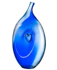 Made with love, the Bali vase has a fluid ease and heart at its center in electric-blue Kosta Boda glass. Designed by Kjell Engman. Made with love, the Bali vase has a fluid ease and heart at its center in electric-blue Kosta Boda glass. Designed by Kjell Engman.