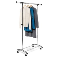 Honey-Can-Do Garment Rack with Adjustable Bar and Steel Casters, Chrome Honey-Can-Do Garment Rack with Adjustable Bar and Steel Casters, Chrome