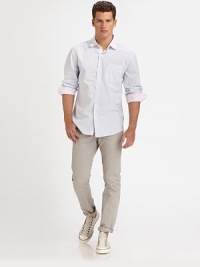 Simple, textured cotton blend classic is sure to be a welcome addition to any man's casual wardrobe.ButtonfrontButtoned-down collarChest patch pocket91% cotton/9% linenMachine washImported Simple, textured cotton blend classic is sure to be a welcome addition to any man's casual wardrobe.ButtonfrontButtoned-down collarChest patch pocket91% cotton/9% linenMachine washImported