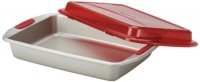 KitchenAid Gourmet Nonstick Bakeware 9-Inch by 13-Inch Covered Cake Pan with Red Anti-Slip Grips KitchenAid Gourmet Nonstick Bakeware 9-Inch by 13-Inch Covered Cake Pan with Red Anti-Slip Grips