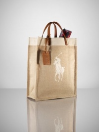 RALPH LAUREN Canvas & Linen Big Pony Tote (Natural) RALPH LAUREN Canvas & Linen Big Pony Tote (Natural)
