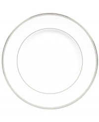 Romance weds modern sensibility in bridal designer Vera Wang's exquisite dinnerware and dishes collaboration with Wedgwood. Echoing the decorative touches that transform a bridal gown, Grosgrain's pure white bone china is adorned with a border of textured platinum ribbon. Romance weds modern sensibility in bridal designer Vera Wang's exquisite dinnerware and dishes collaboration with Wedgwood. Echoing the decorative touches that transform a bridal gown, Grosgrain's pure white bone china is adorned with a border of textured platinum ribbon.