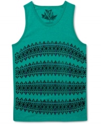 A pop of pattern adds some fresh style to this tank top from Univibe. A pop of pattern adds some fresh style to this tank top from Univibe.