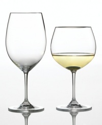 Adhering to the Riedel principle of content commands shape, these Vinum wine glasses highlight the unique qualities of oaked Chardonnay and Cabernet. High-quality crystal makes the stemware set as beautiful as it is functional, perfect for any table and occasion. Adhering to the Riedel principle of content commands shape, these Vinum wine glasses highlight the unique qualities of oaked Chardonnay and Cabernet. High-quality crystal makes the stemware set as beautiful as it is functional, perfect for any table and occasion.