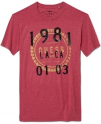 West-coast style. This Gutierrez Shine & Fade t-shirt from Guess is the ideal look to bring to the shore. West-coast style. This Gutierrez Shine & Fade t-shirt from Guess is the ideal look to bring to the shore.