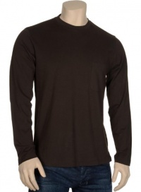 Zegna Sport Mens Long Sleeves Cotton Crewneck T-Shirt Medium M Brown Tee